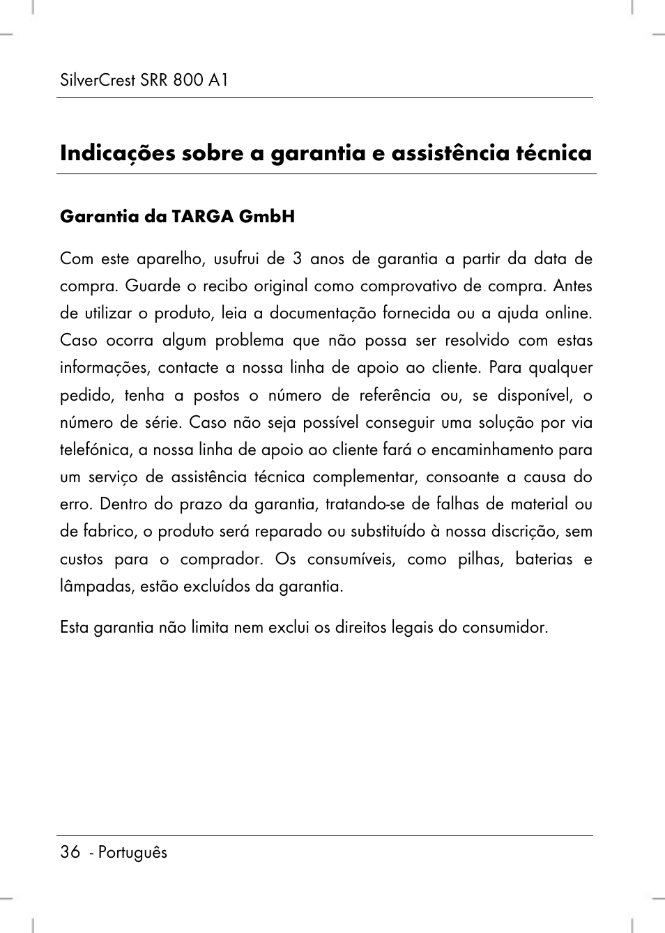Indicações sobre a garantia e assistência técnica | Silvercrest SRR 800 A1 User Manual | Page 38 / 76