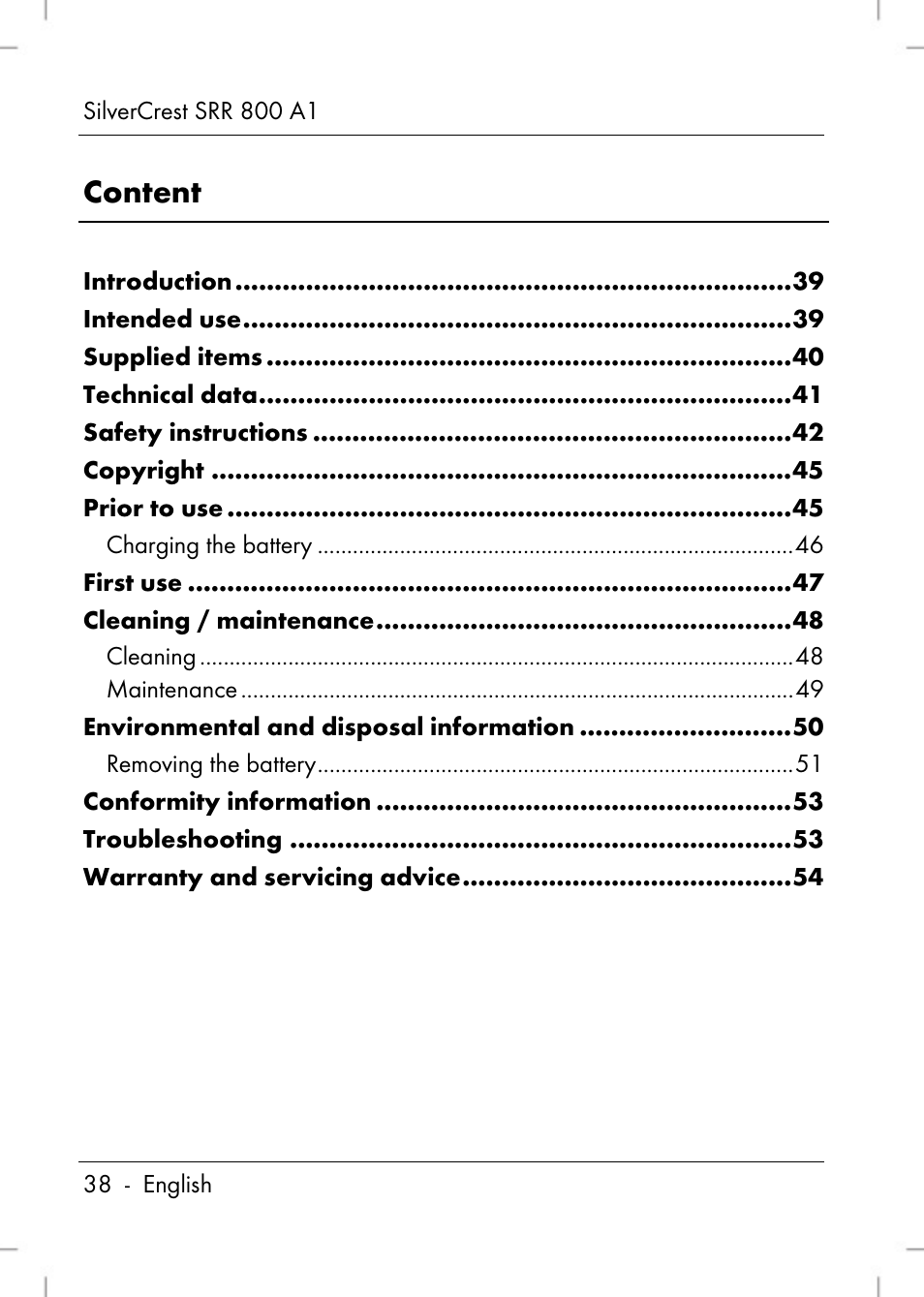 Content | Silvercrest SRR 800 A1 User Manual | Page 40 / 76
