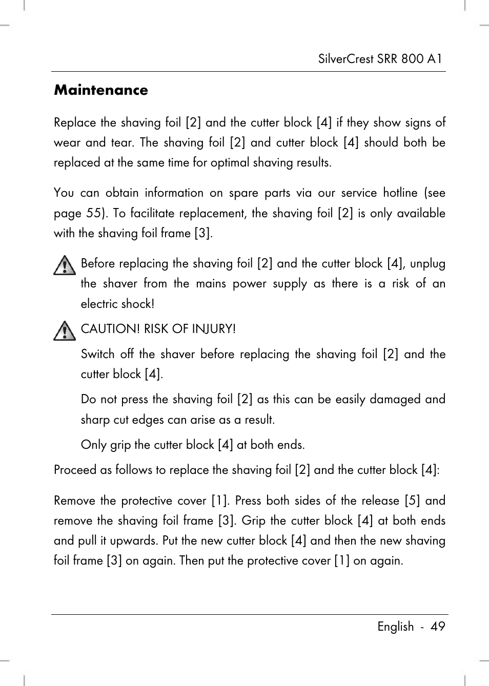 Maintenance | Silvercrest SRR 800 A1 User Manual | Page 51 / 76