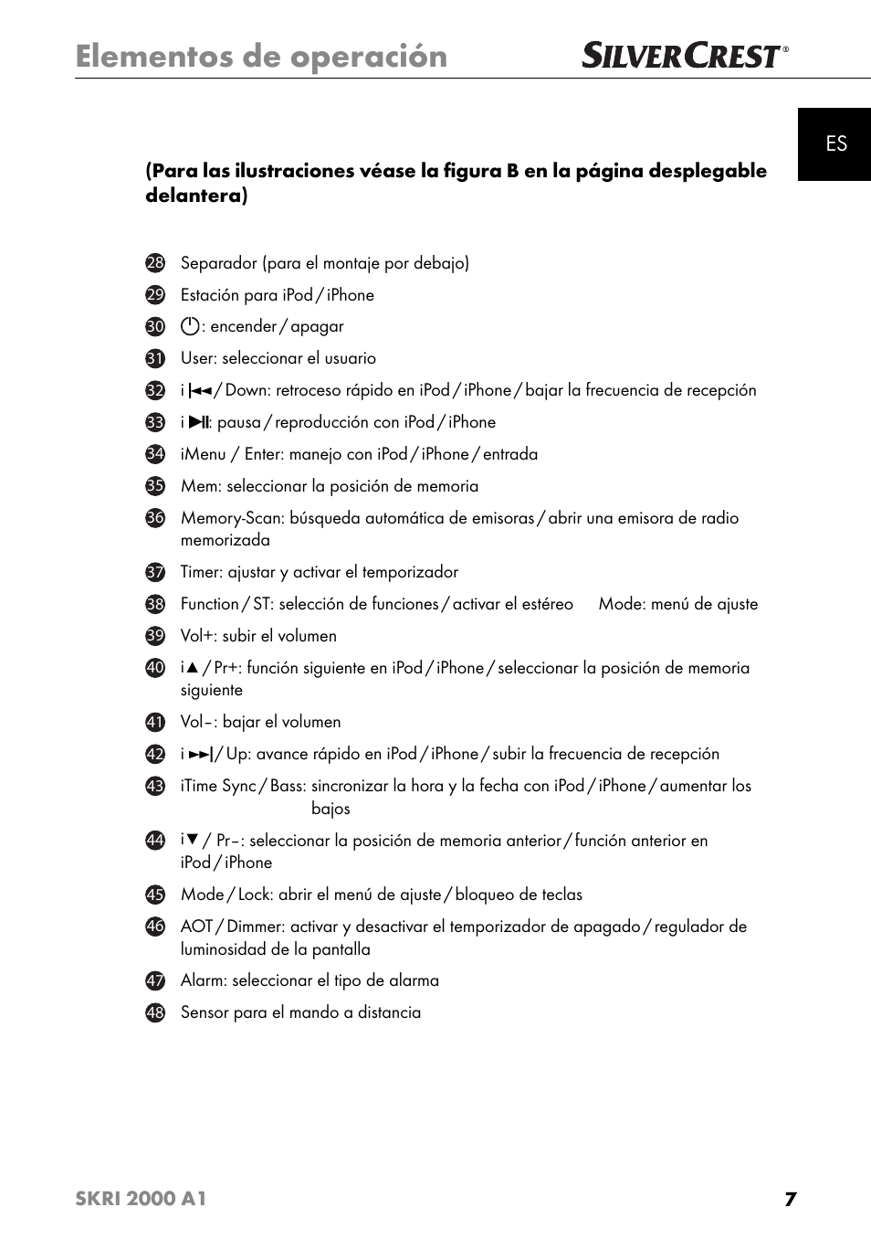 Elementos de operación | Silvercrest SKRI 2000 A1 User Manual | Page 10 / 147