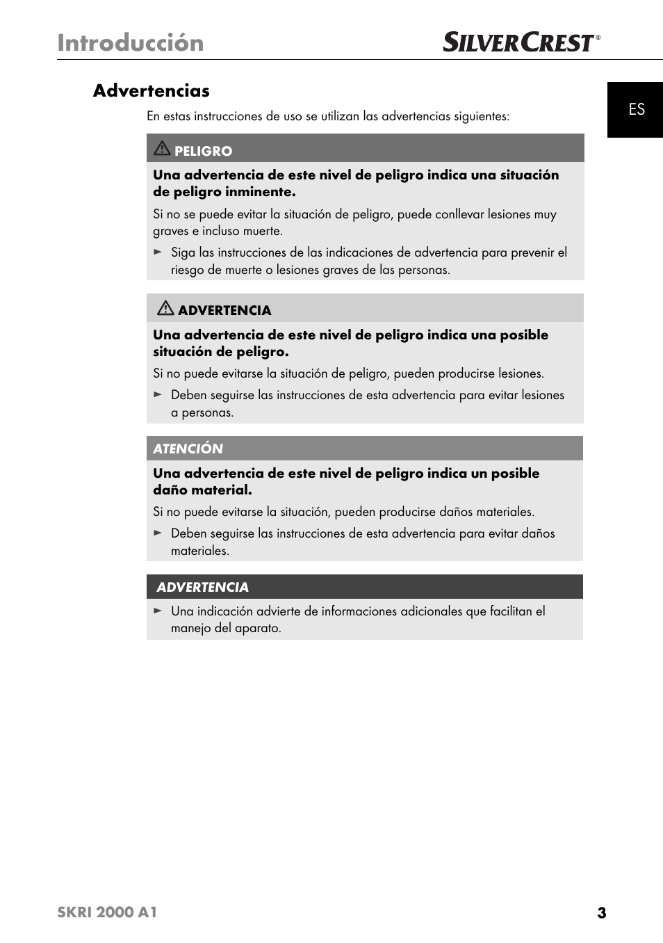 Introducción, Advertencias | Silvercrest SKRI 2000 A1 User Manual | Page 6 / 147