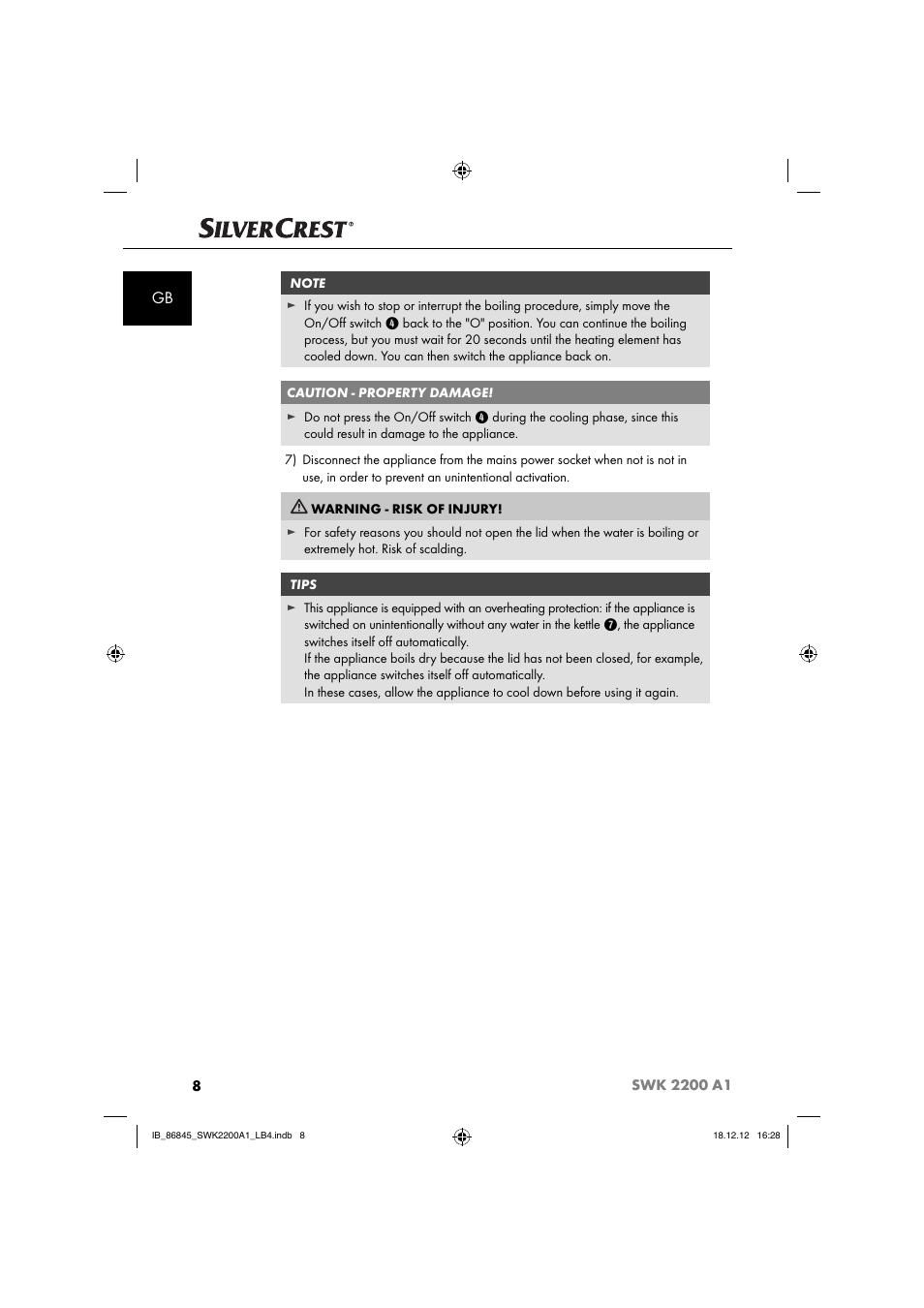 Silvercrest SWK 2200 A1 User Manual | Page 11 / 40