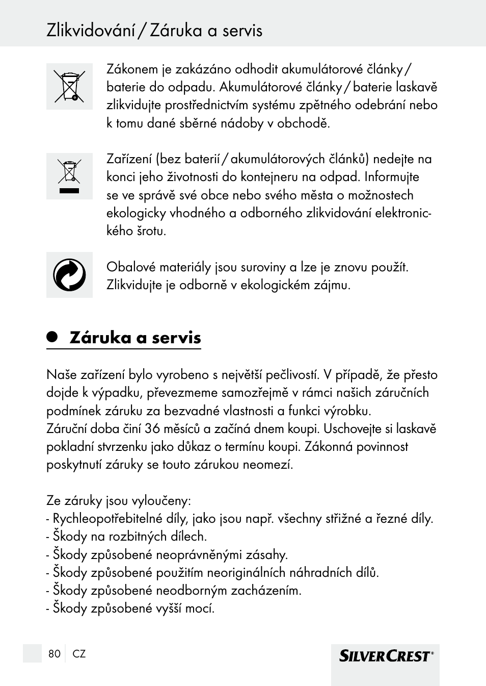 Záruka a servis zlikvidování / záruka a servis, Záruka a servis | Silvercrest SHBS 1000 A1 User Manual | Page 80 / 125