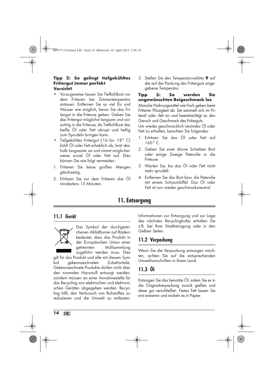 Entsorgung, 1 gerät, 2 verpackung | 3 öl | Silvercrest SKF 2800 A1 User Manual | Page 16 / 78