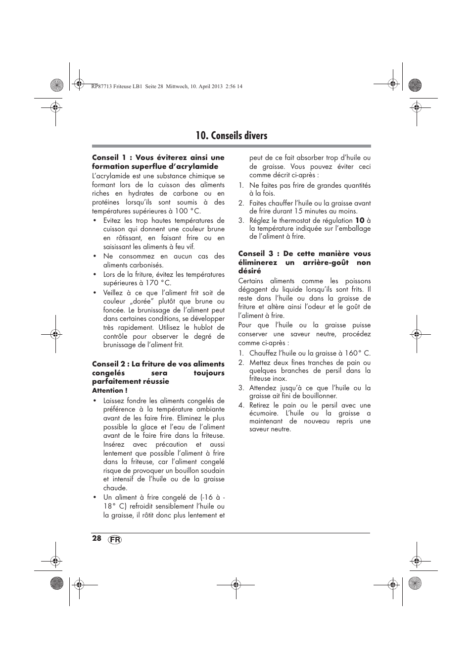 Conseils divers | Silvercrest SKF 2800 A1 User Manual | Page 30 / 78