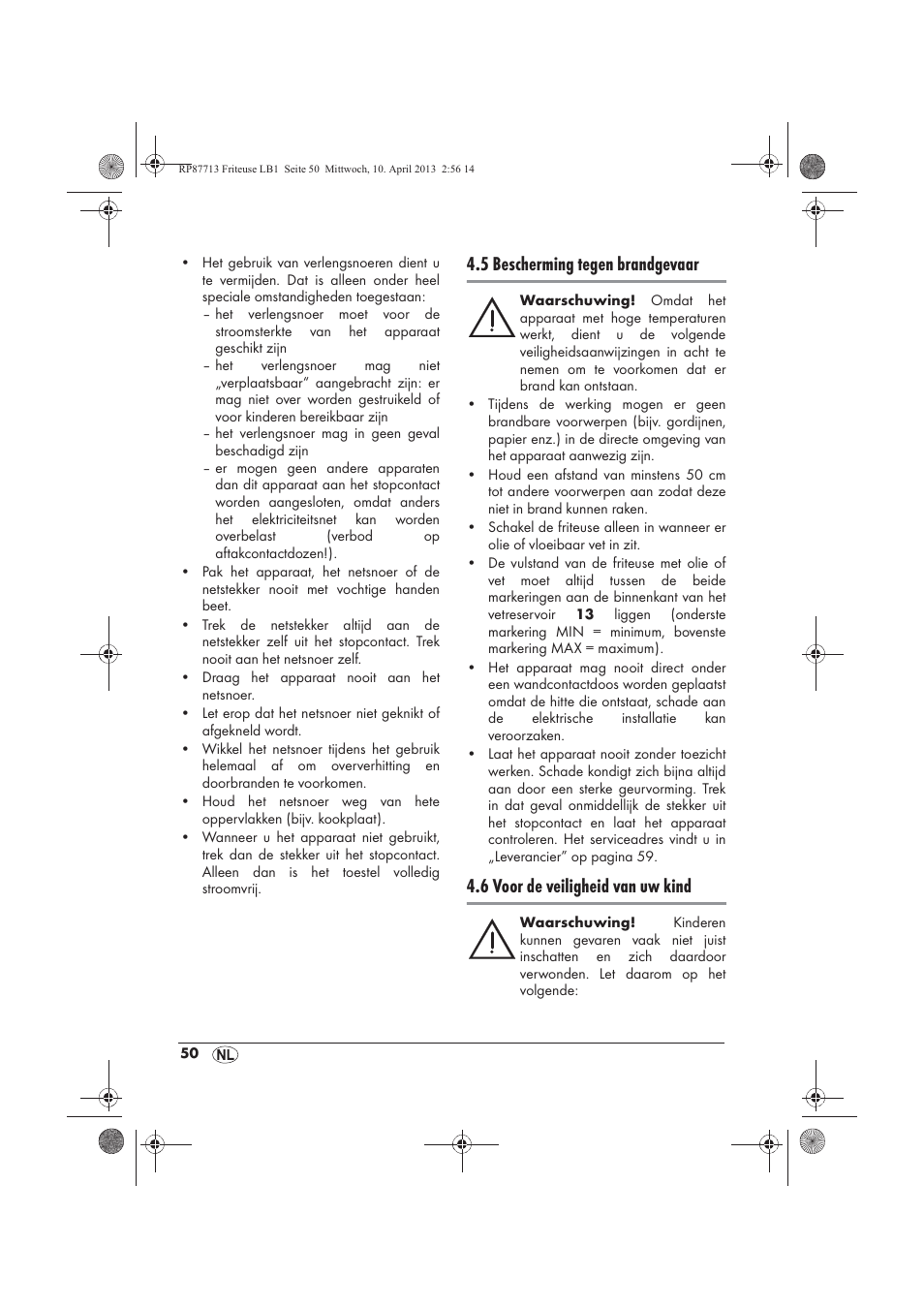 5 bescherming tegen brandgevaar, 6 voor de veiligheid van uw kind | Silvercrest SKF 2800 A1 User Manual | Page 52 / 78