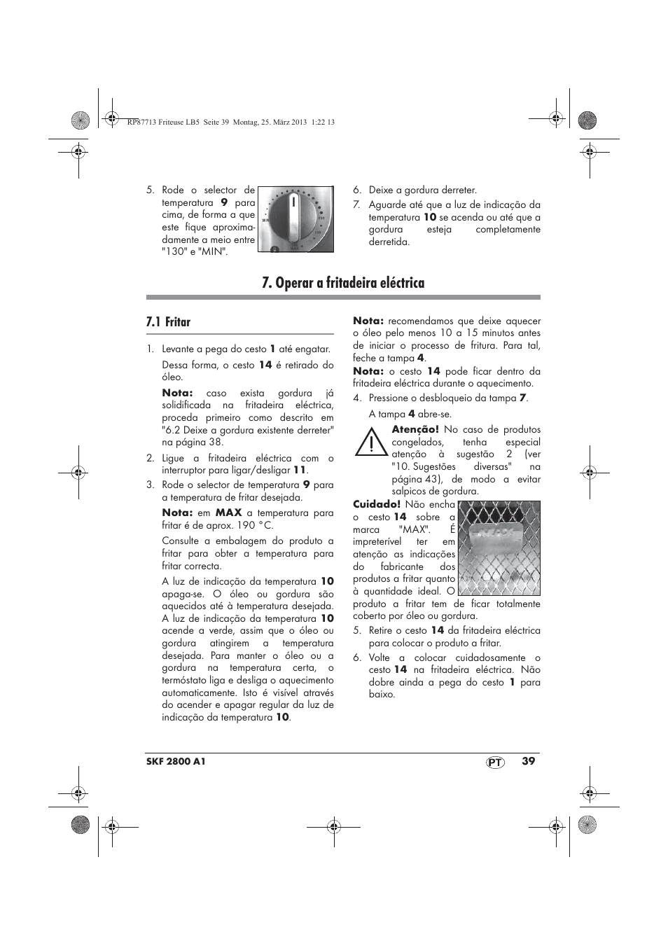 Operar a fritadeira eléctrica, 1 fritar | Silvercrest SKF 2800 A1 User Manual | Page 41 / 78