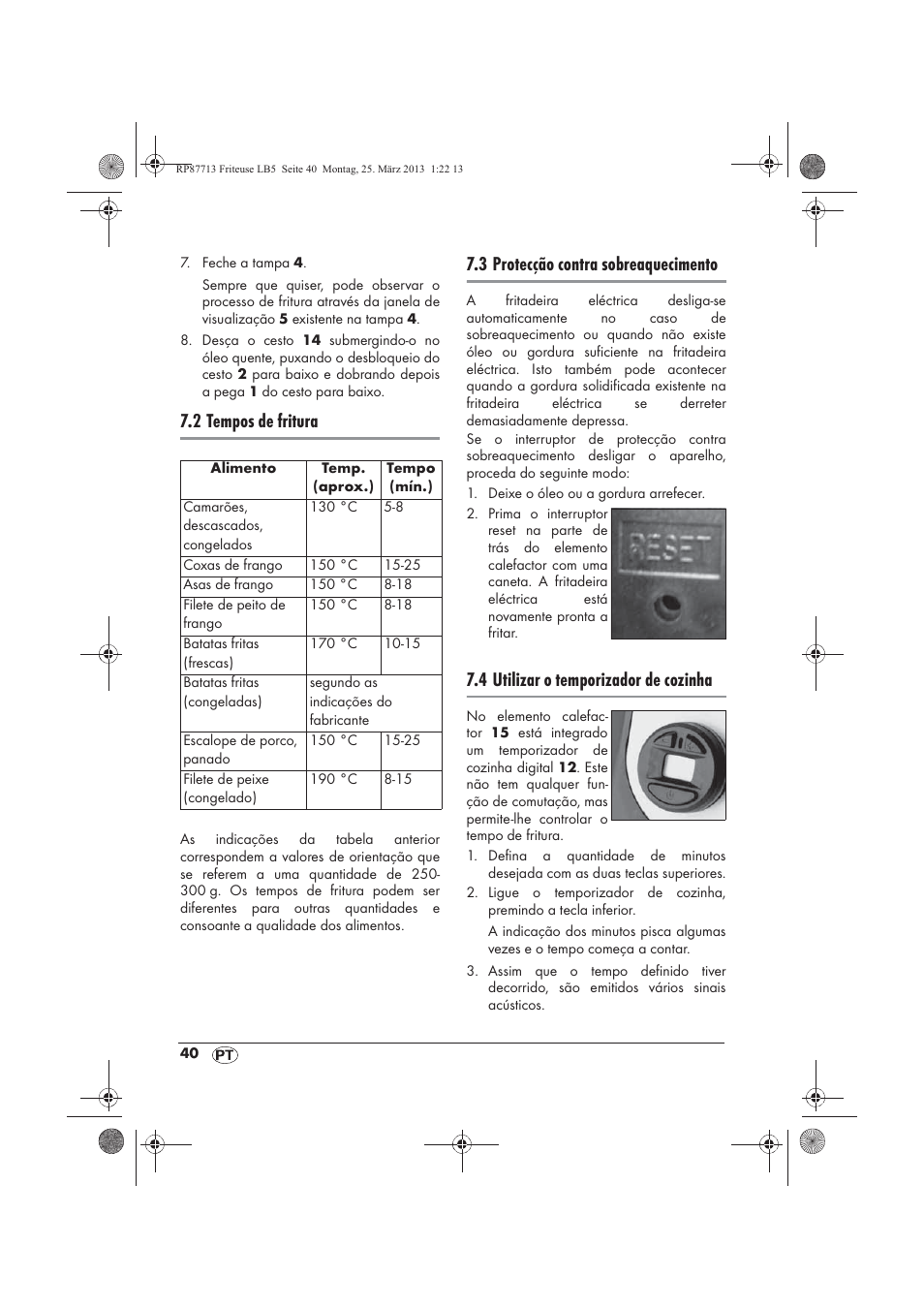 2 tempos de fritura, 3 protecção contra sobreaquecimento, 4 utilizar o temporizador de cozinha | Silvercrest SKF 2800 A1 User Manual | Page 42 / 78