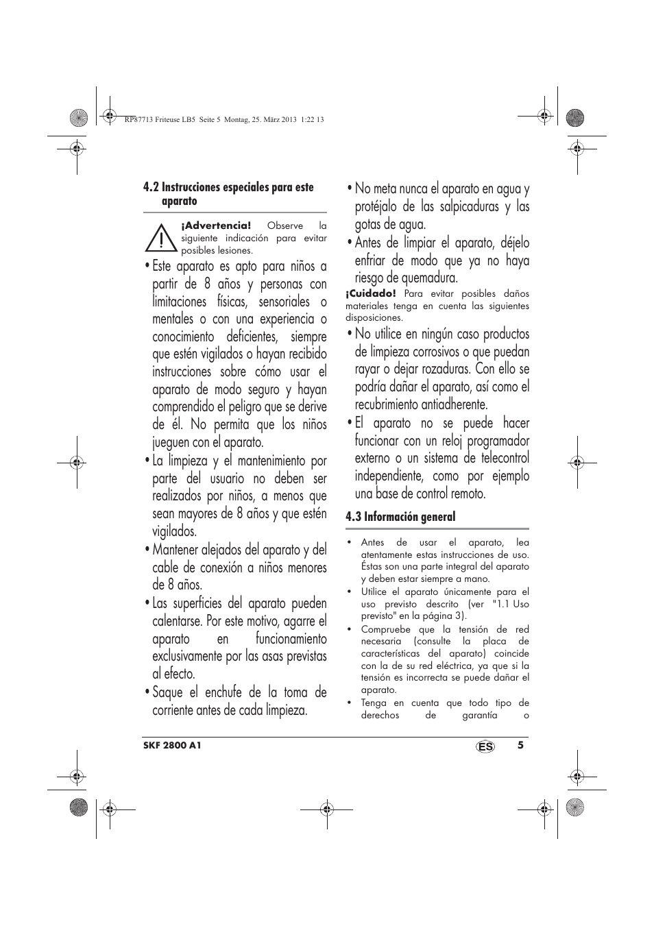 Silvercrest SKF 2800 A1 User Manual | Page 7 / 78