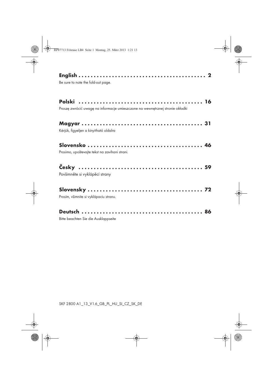 Silvercrest SKF 2800 A1 User Manual | Page 2 / 102