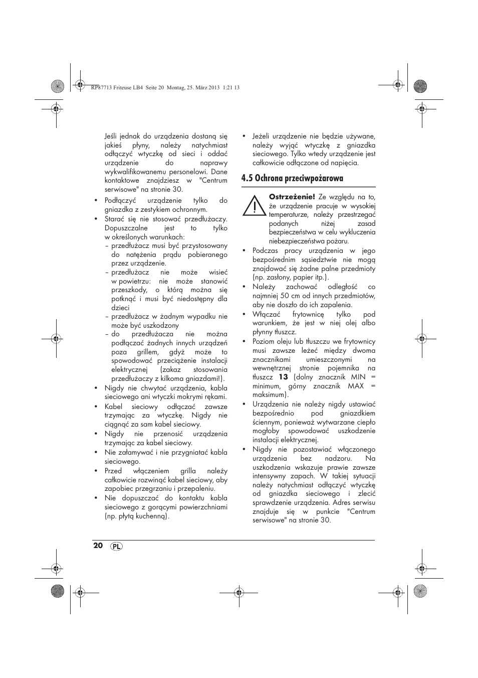 5 ochrona przeciwpożarowa | Silvercrest SKF 2800 A1 User Manual | Page 22 / 102