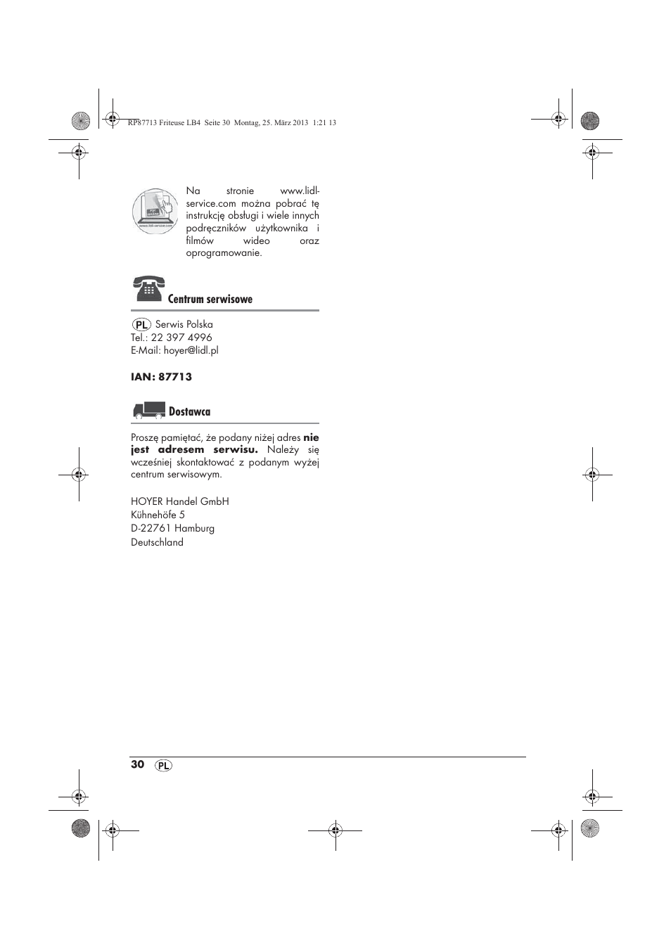 Centrum serwisowe, Dostawca | Silvercrest SKF 2800 A1 User Manual | Page 32 / 102