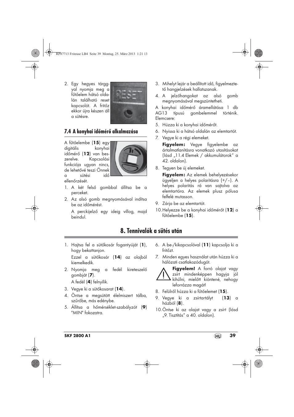 Tennivalók a sütés után, 4 a konyhai időmérő alkalmazása | Silvercrest SKF 2800 A1 User Manual | Page 41 / 102