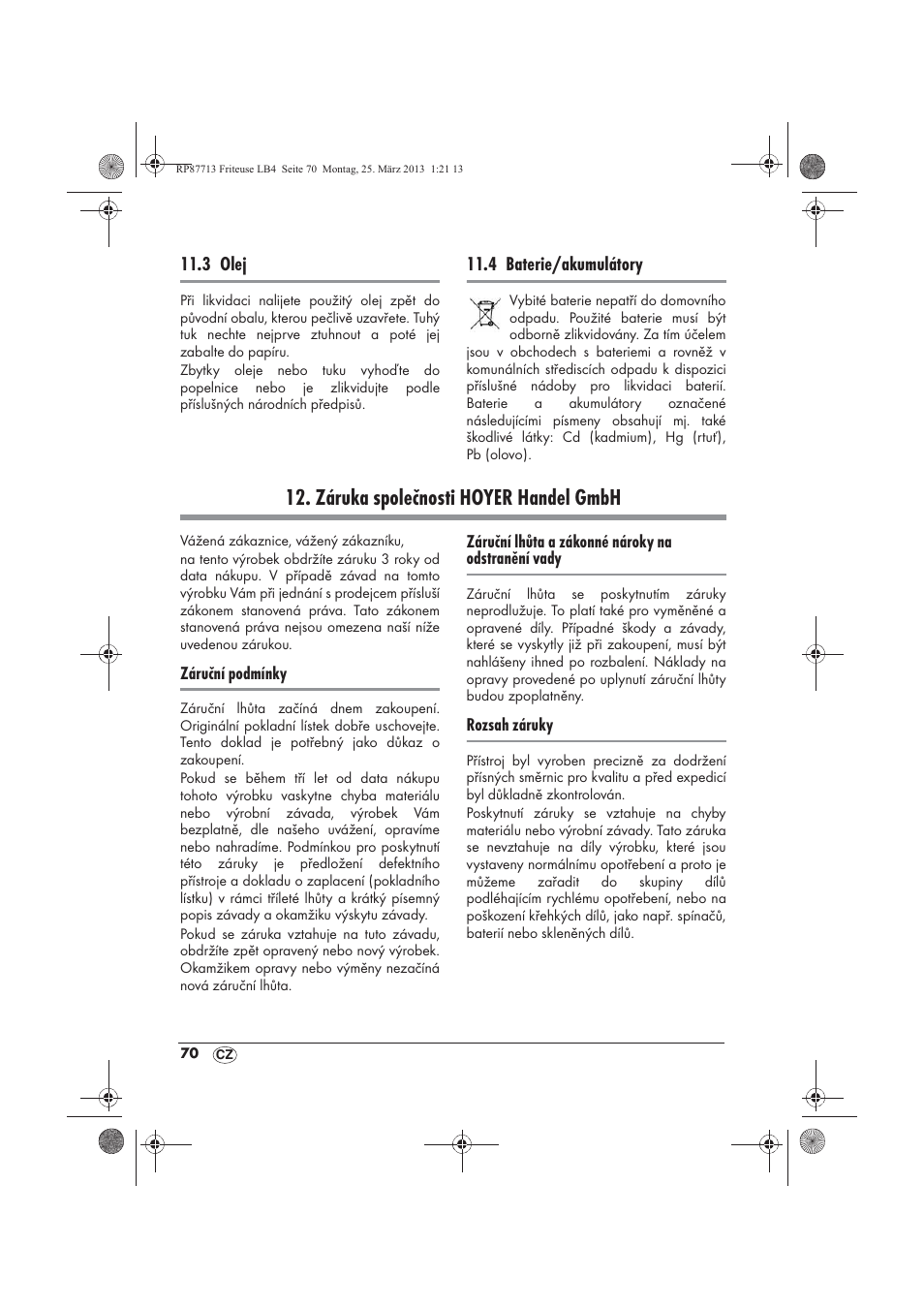 Záruka společnosti hoyer handel gmbh | Silvercrest SKF 2800 A1 User Manual | Page 72 / 102