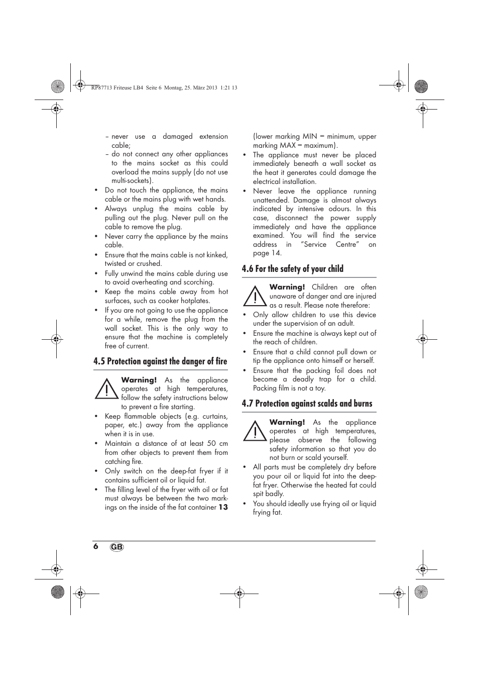 5 protection against the danger of fire, 6 for the safety of your child, 7 protection against scalds and burns | Silvercrest SKF 2800 A1 User Manual | Page 8 / 102