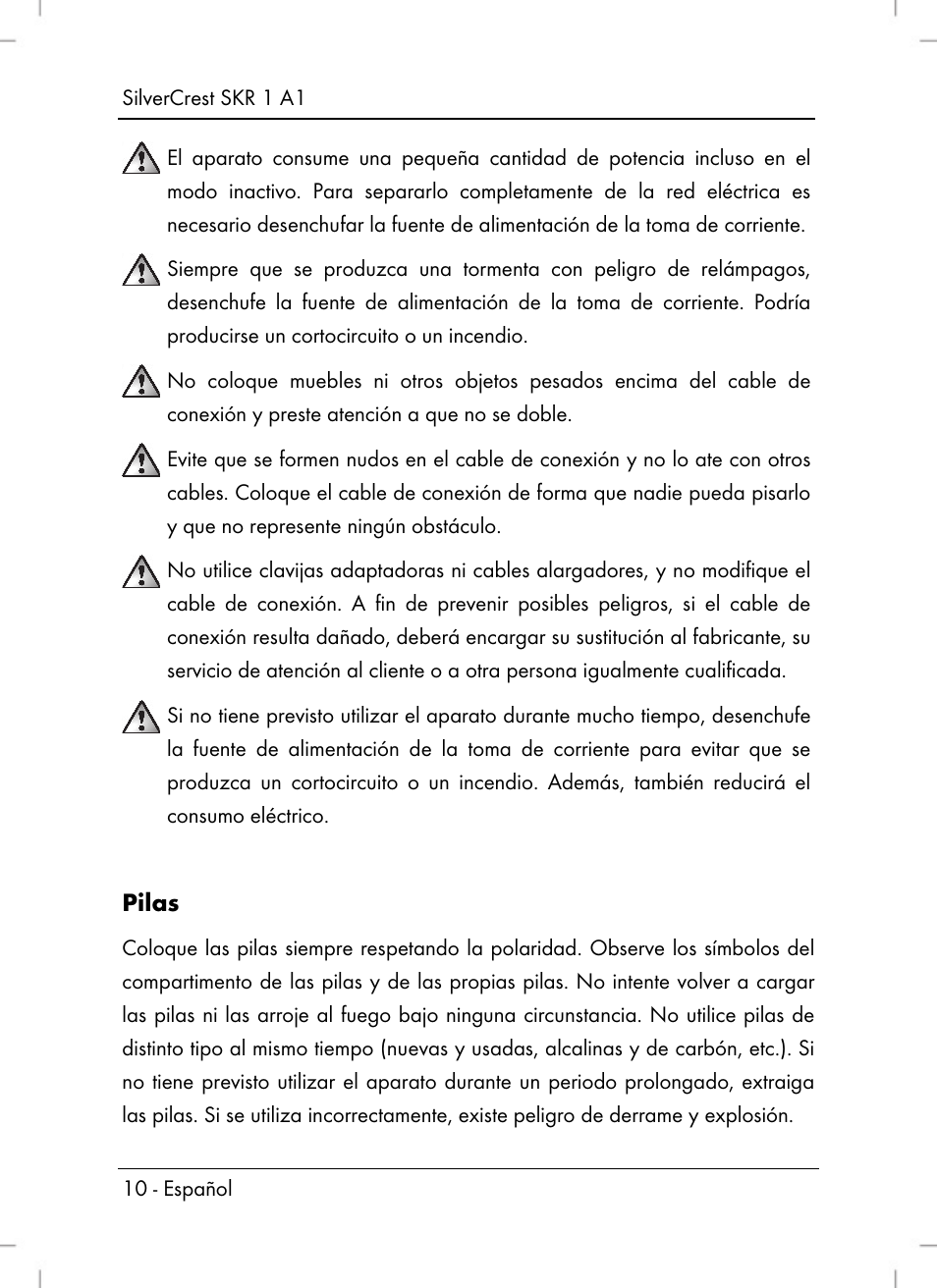 Pilas | Silvercrest SKR 1 A1 User Manual | Page 12 / 72
