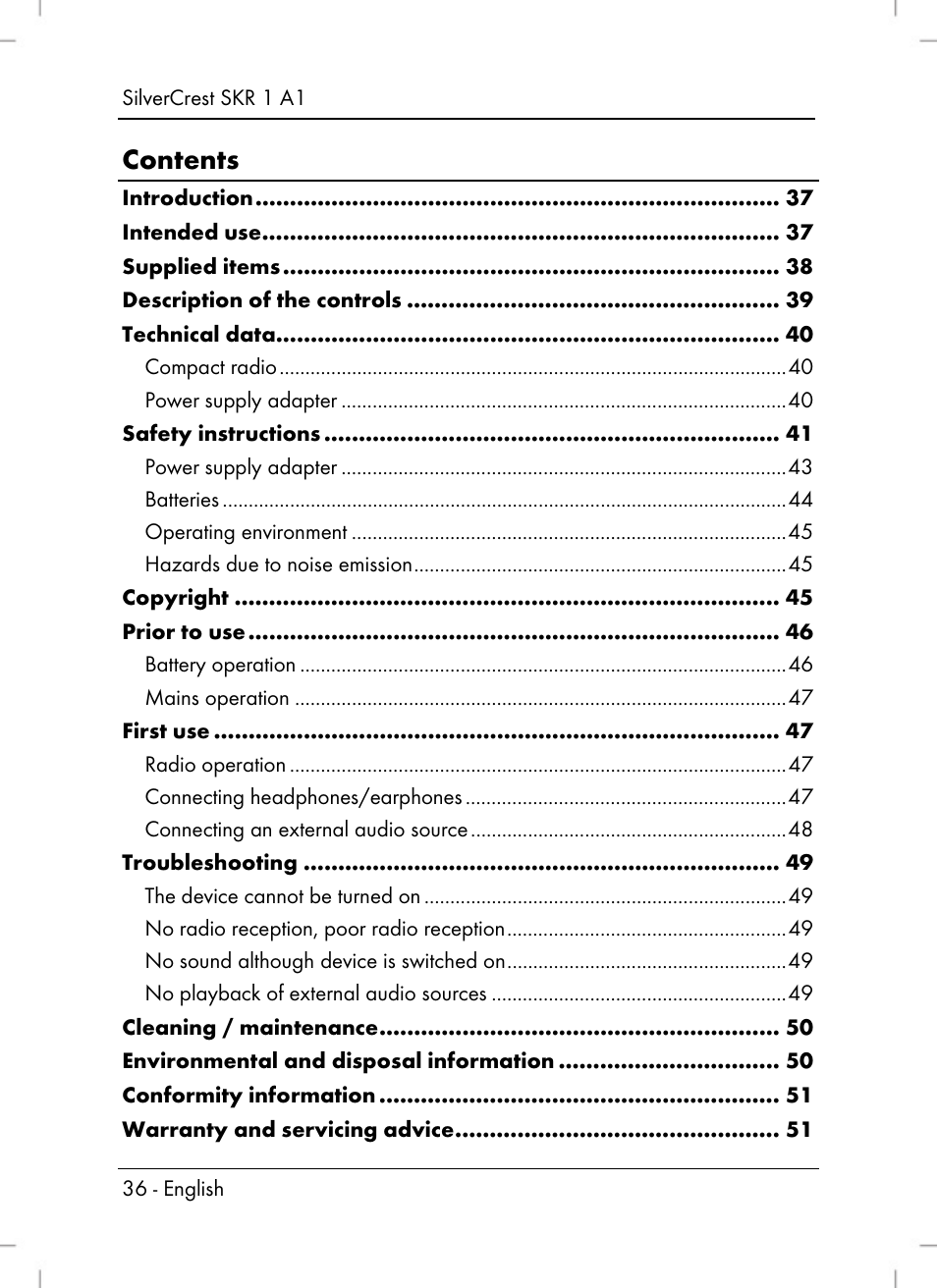 Silvercrest SKR 1 A1 User Manual | Page 38 / 72