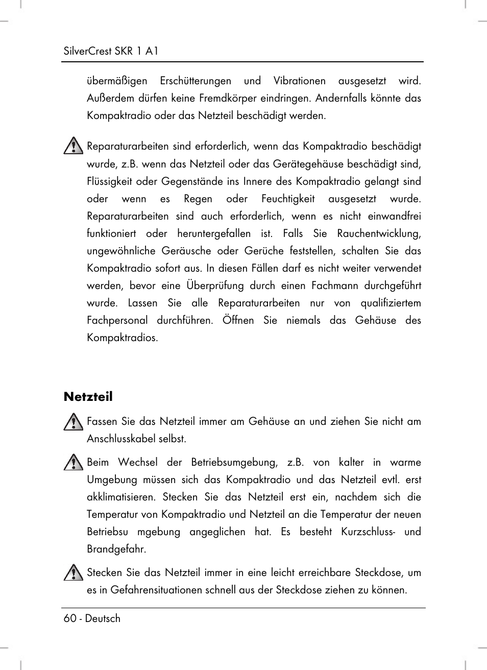 Netzteil | Silvercrest SKR 1 A1 User Manual | Page 62 / 72