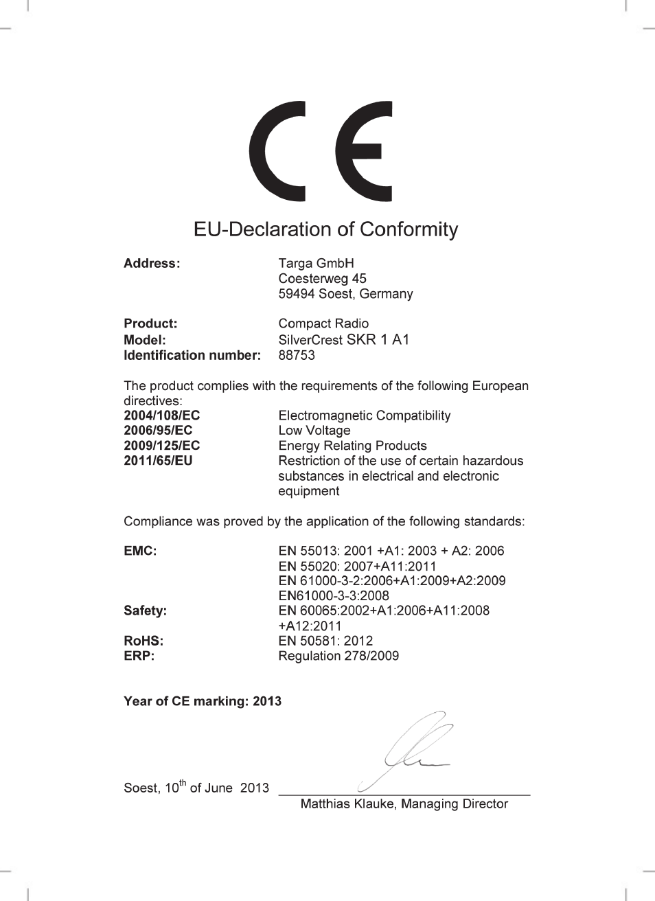 Silvercrest SKR 1 A1 User Manual | Page 72 / 72