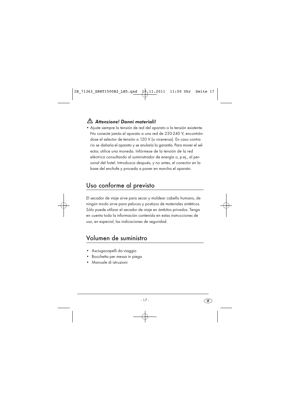 Uso conforme al previsto, Volumen de suministro | Silvercrest SRHT 1500 B2 User Manual | Page 19 / 62