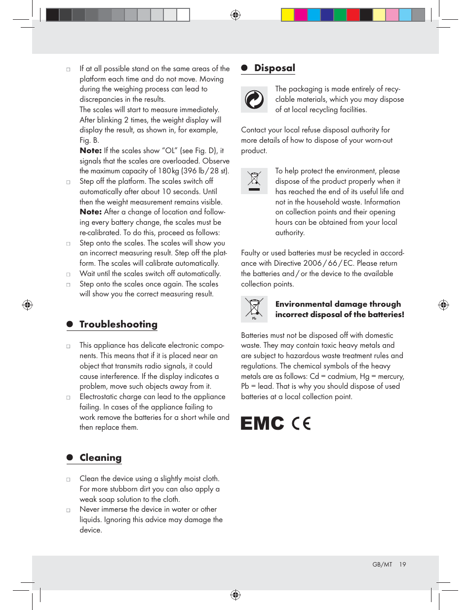 Troubleshooting, Cleaning, Disposal | Silvercrest Z31439A Z31439B User Manual | Page 19 / 24