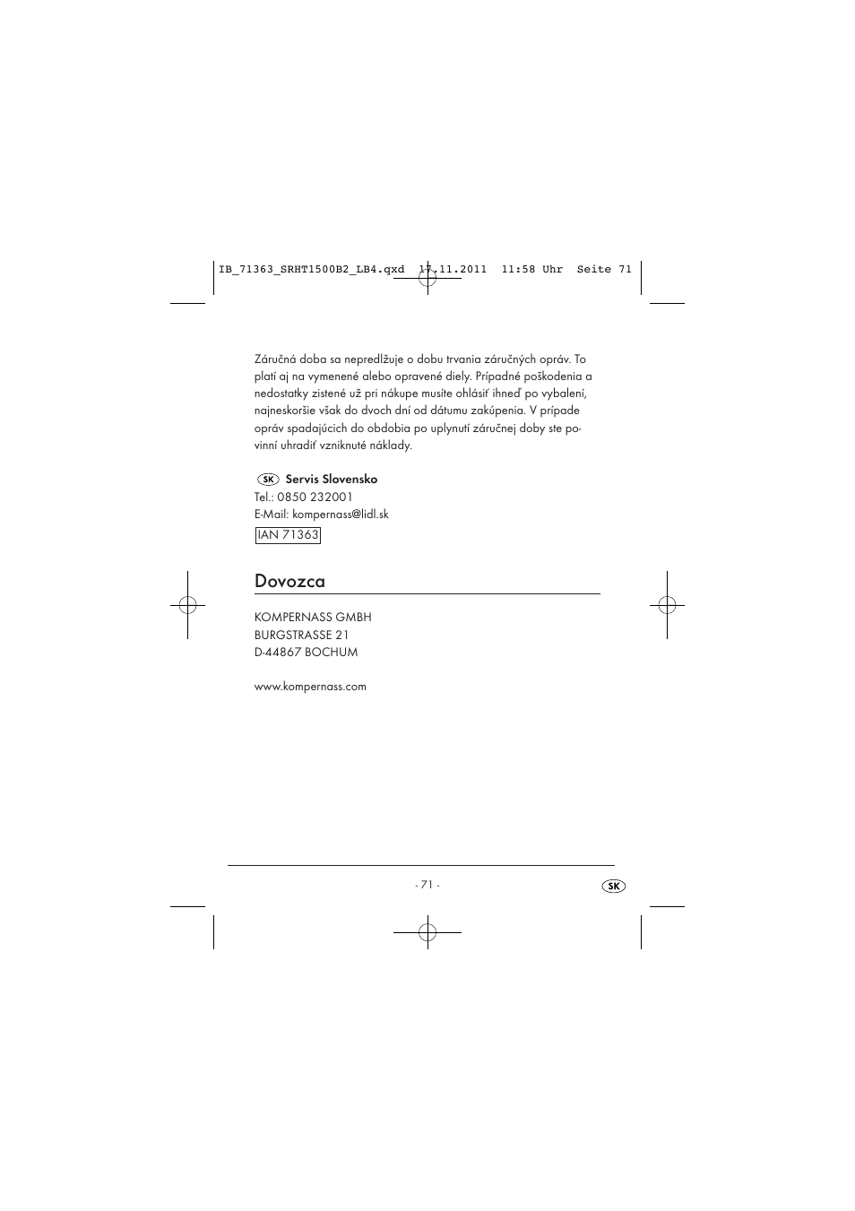 Dovozca | Silvercrest SRHT 1500 B2 User Manual | Page 73 / 86