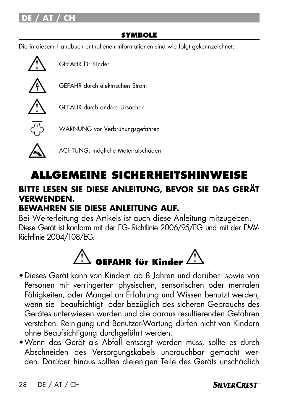 Allgemeine sicherheitshinweise | Silvercrest DAMPRENSER User Manual | Page 30 / 64