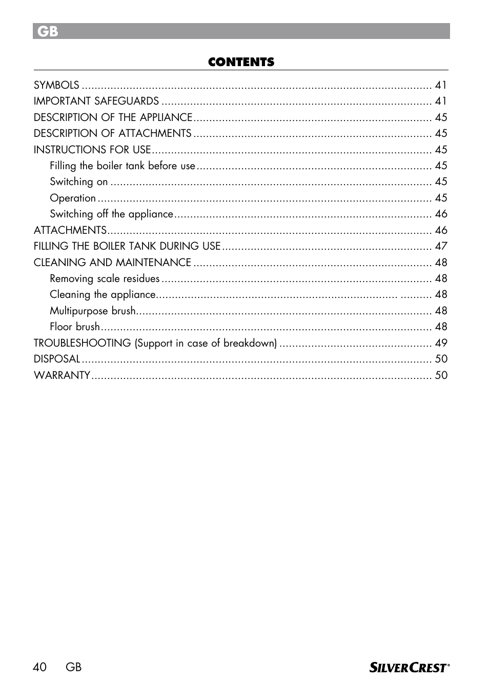 Silvercrest DAMPRENSER User Manual | Page 42 / 64