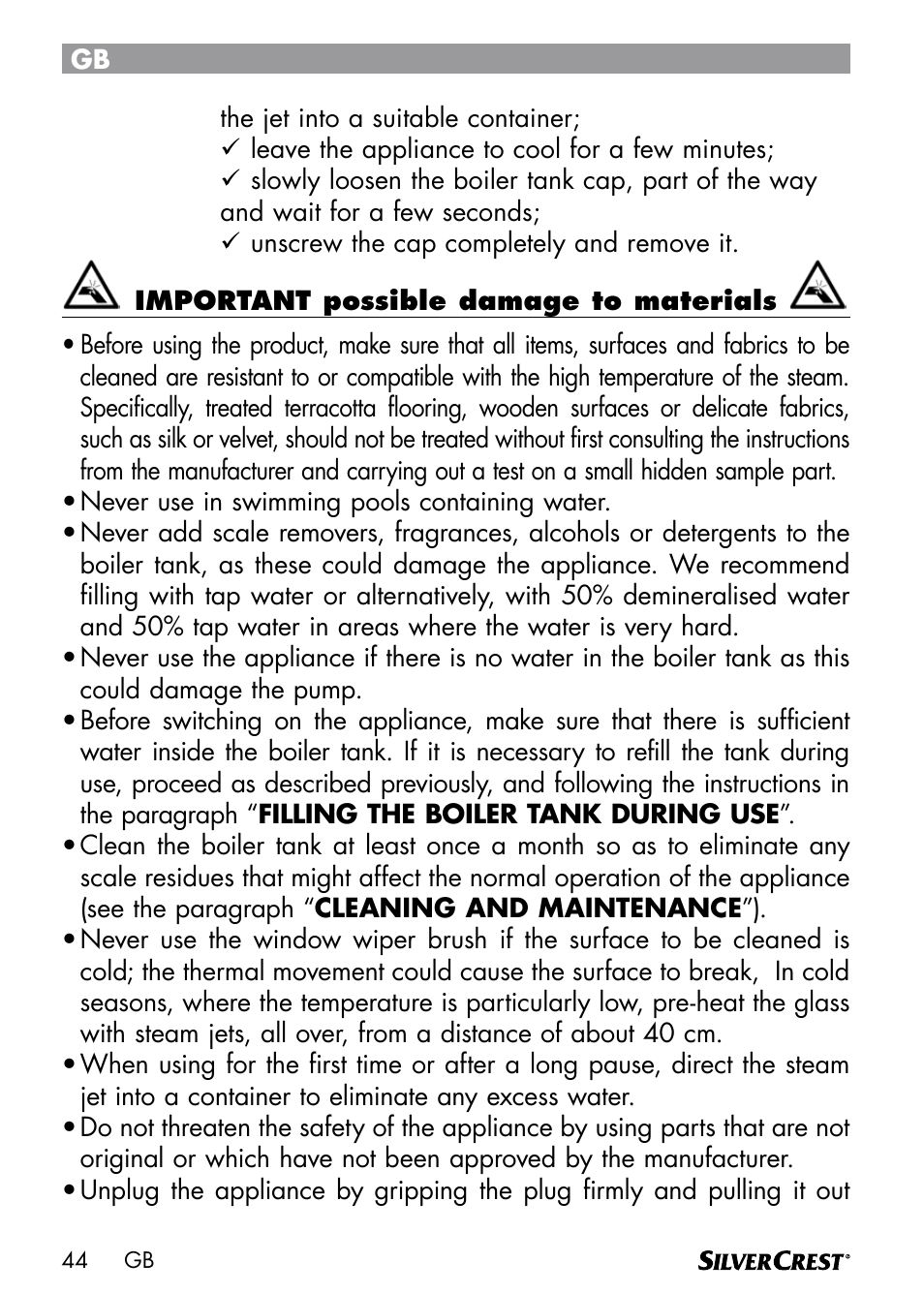 Silvercrest DAMPRENSER User Manual | Page 46 / 64