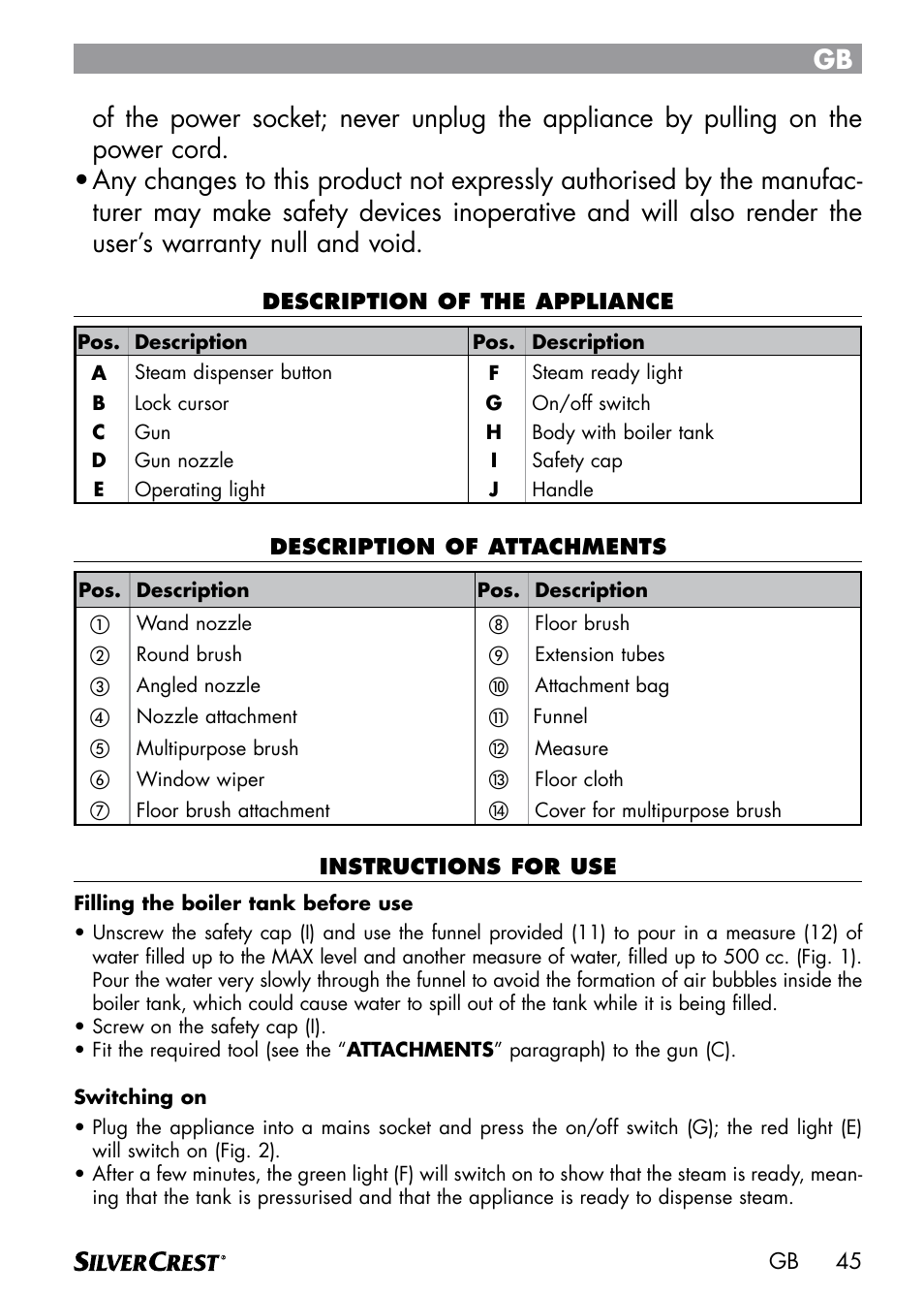 Silvercrest DAMPRENSER User Manual | Page 47 / 64