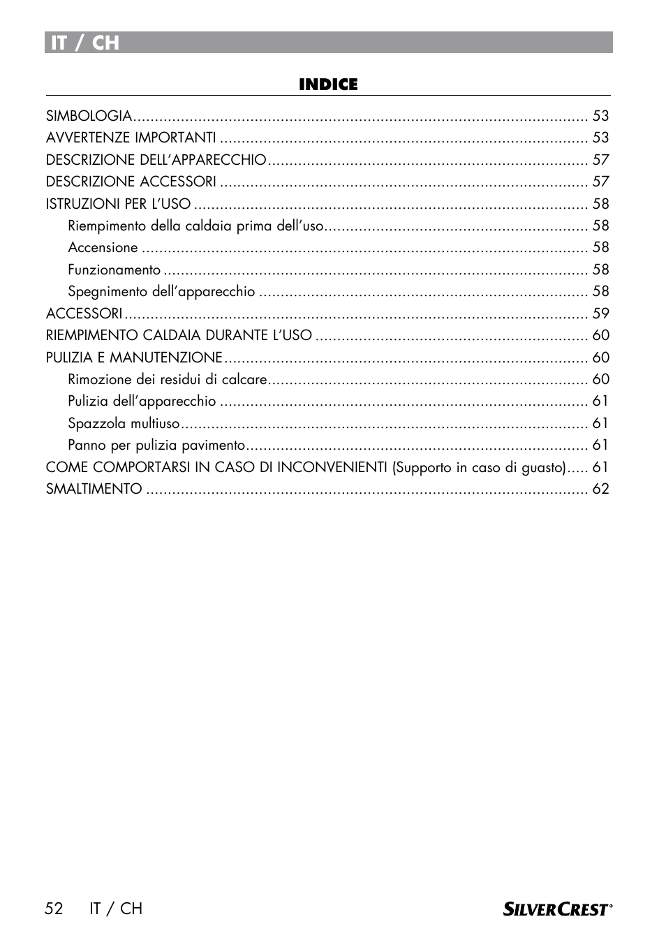 It / ch | Silvercrest DAMPRENSER User Manual | Page 54 / 64