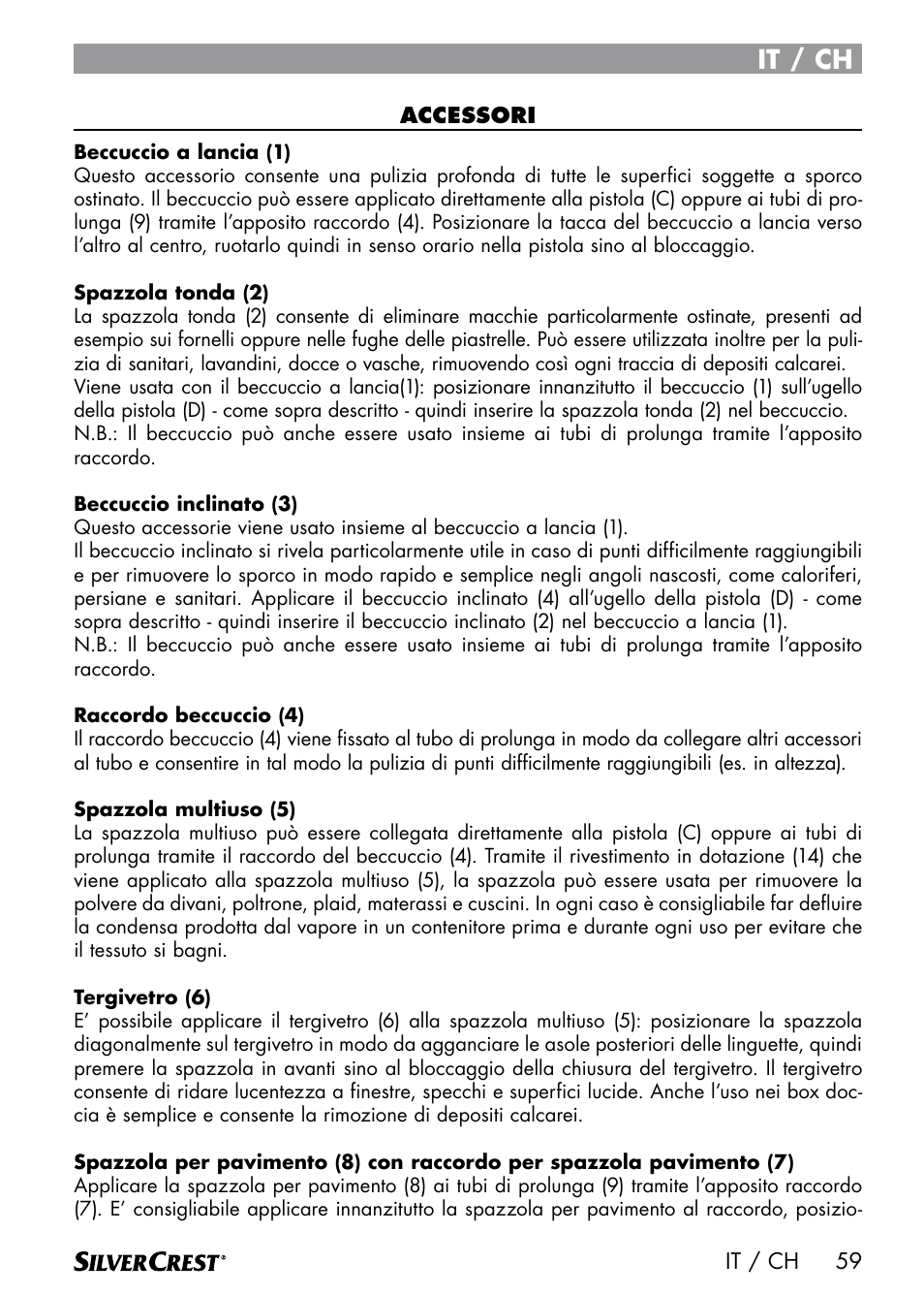 It / ch | Silvercrest DAMPRENSER User Manual | Page 61 / 64