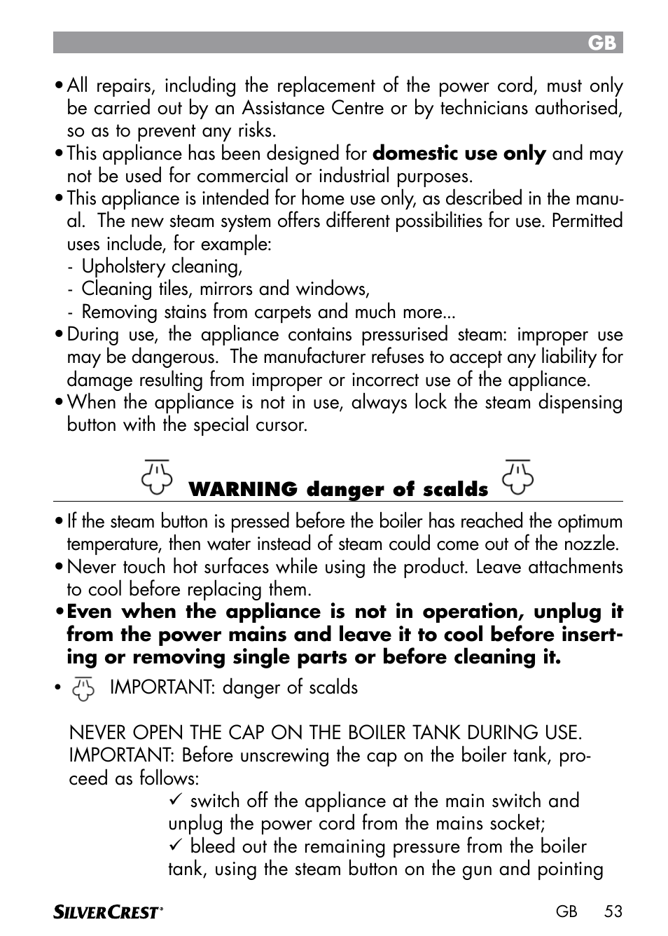 Silvercrest DAMPRENSER User Manual | Page 55 / 74
