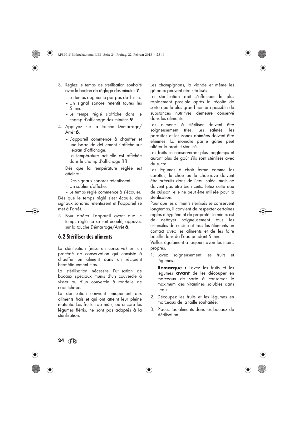 2 stériliser des aliments | Silvercrest SEAD 1800 B1 User Manual | Page 26 / 82