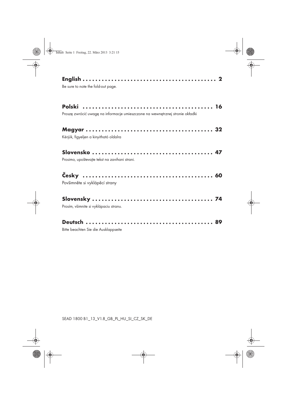 Silvercrest SEAD 1800 B1 User Manual | Page 2 / 106