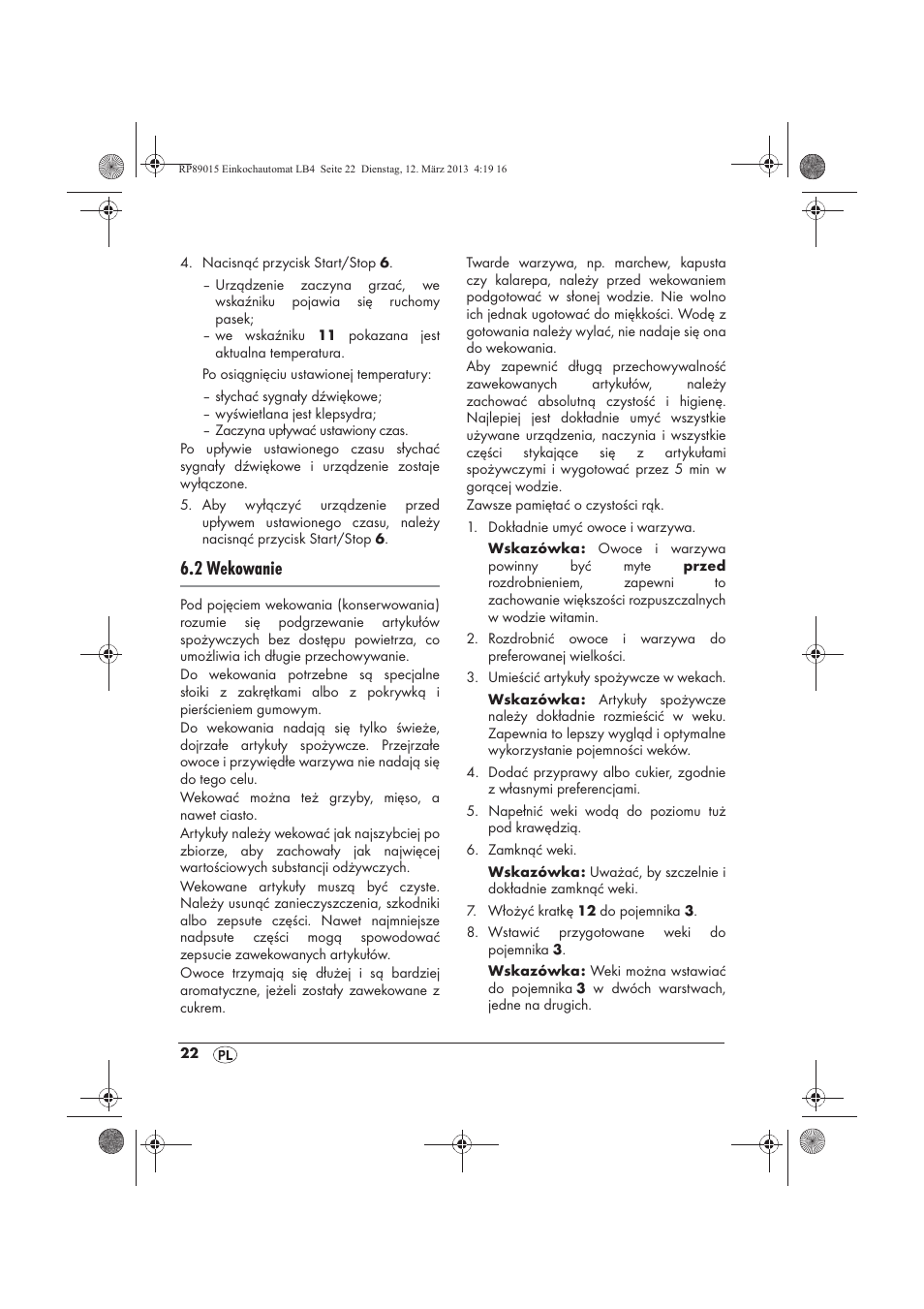 2 wekowanie | Silvercrest SEAD 1800 B1 User Manual | Page 24 / 106