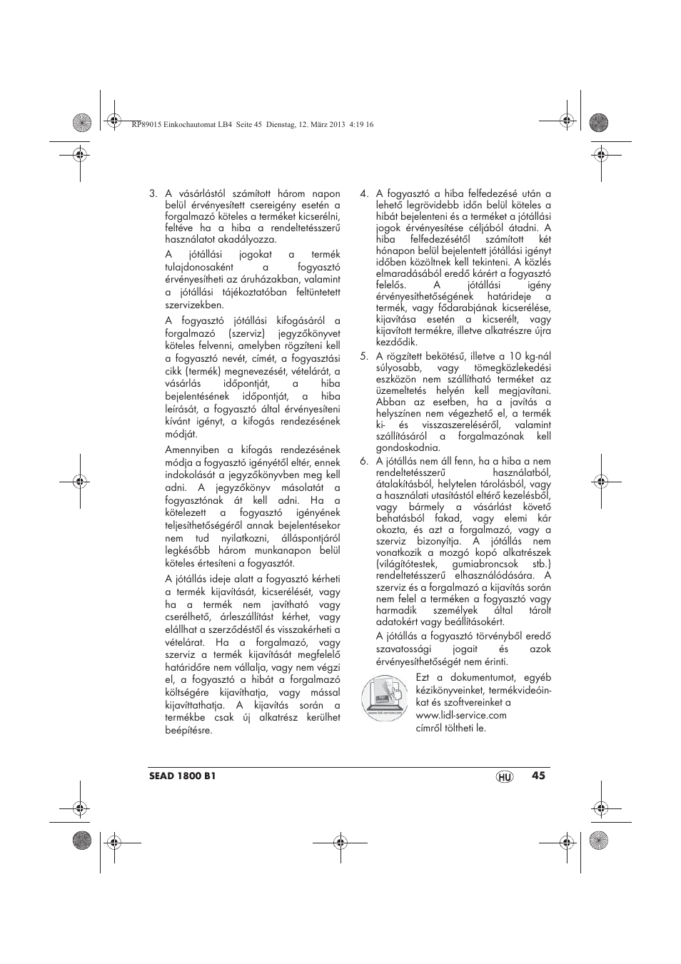 Silvercrest SEAD 1800 B1 User Manual | Page 47 / 106