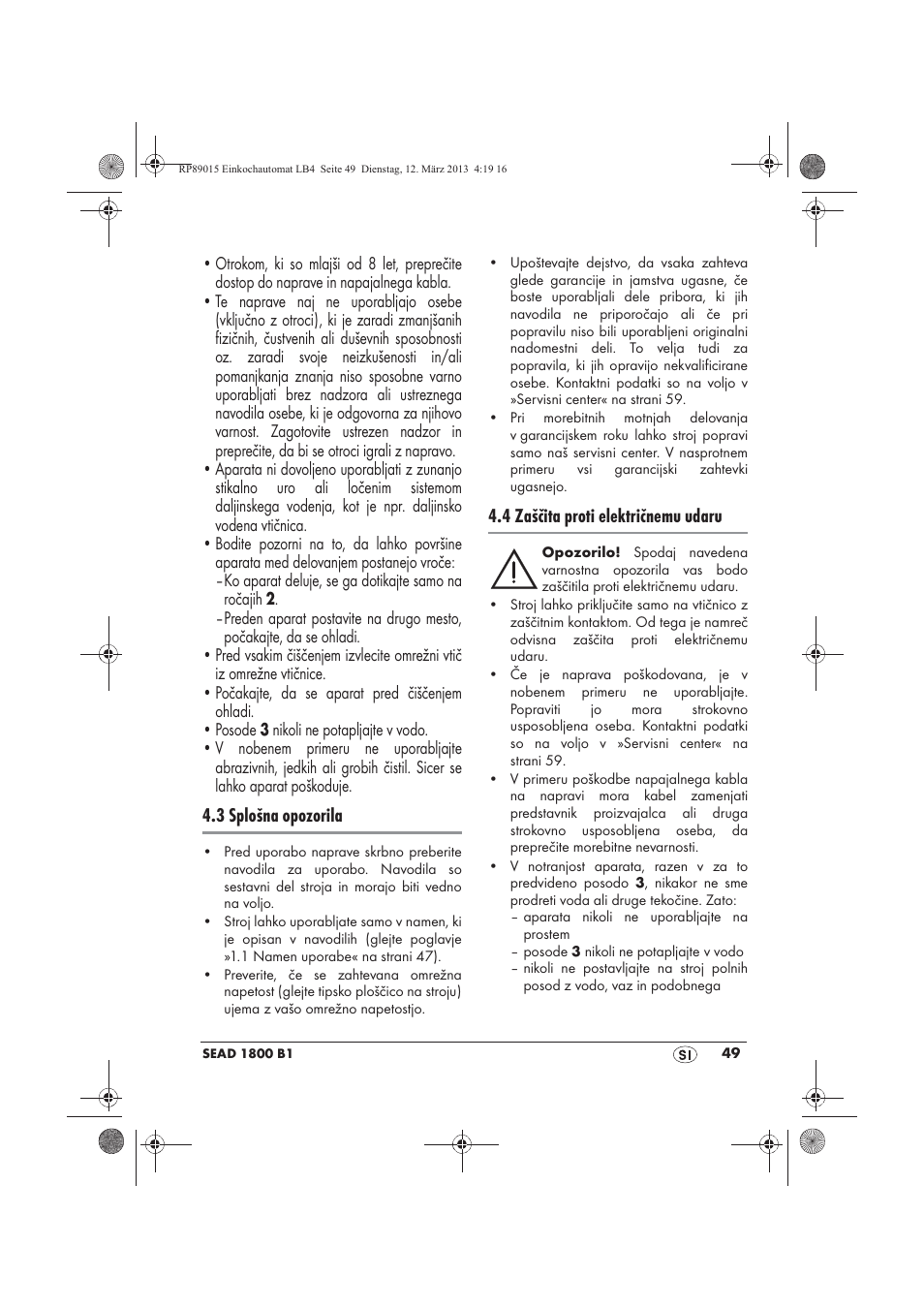 Silvercrest SEAD 1800 B1 User Manual | Page 51 / 106