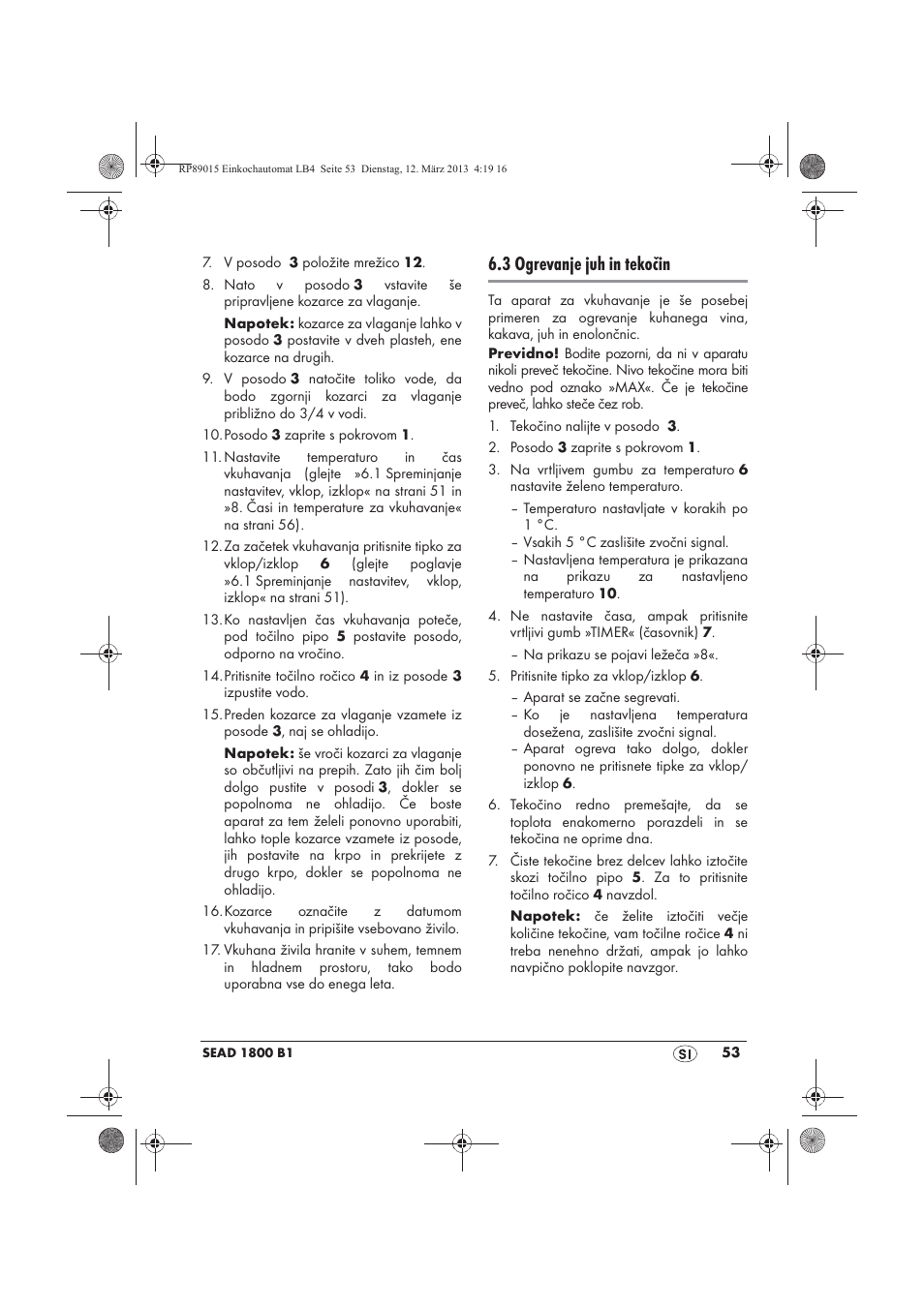 3 ogrevanje juh in tekočin | Silvercrest SEAD 1800 B1 User Manual | Page 55 / 106
