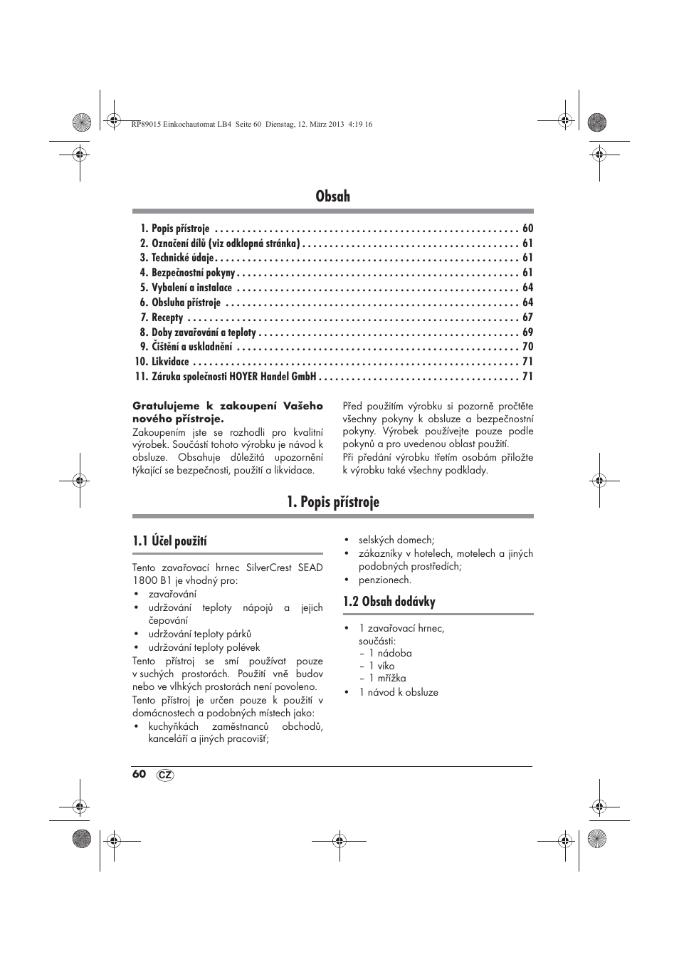 Silvercrest SEAD 1800 B1 User Manual | Page 62 / 106