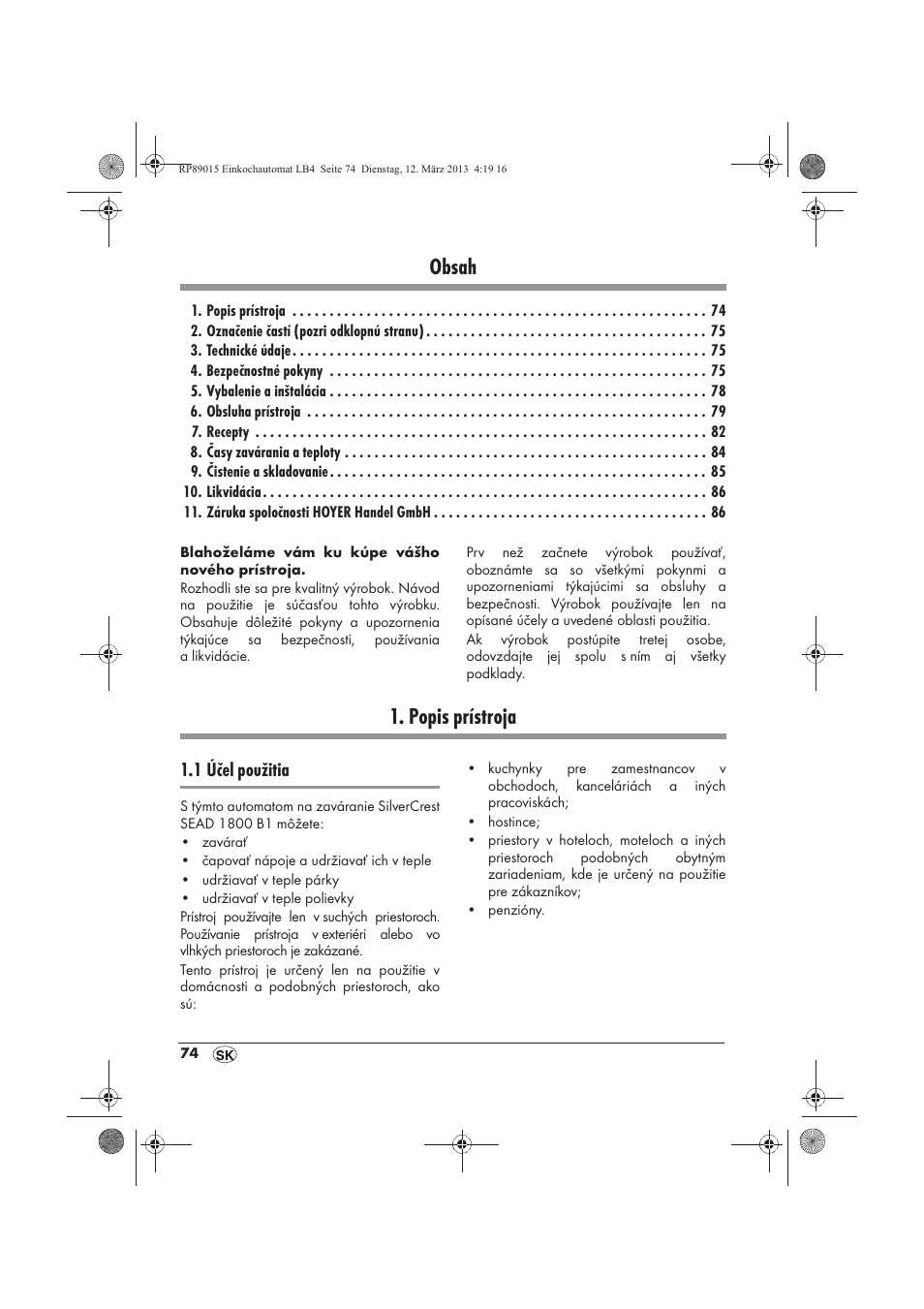 Silvercrest SEAD 1800 B1 User Manual | Page 76 / 106