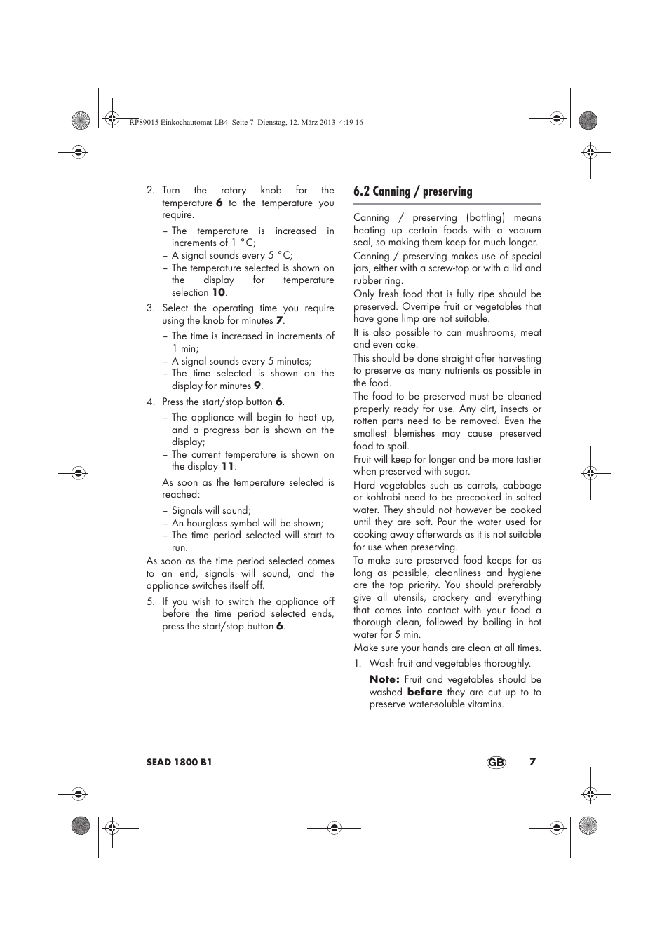 2 canning / preserving | Silvercrest SEAD 1800 B1 User Manual | Page 9 / 106