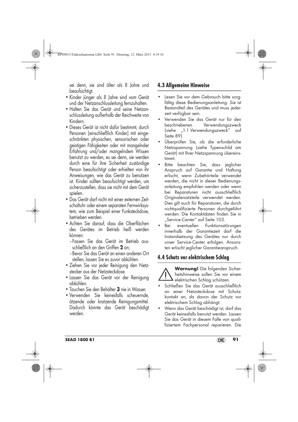 Silvercrest SEAD 1800 B1 User Manual | Page 93 / 106