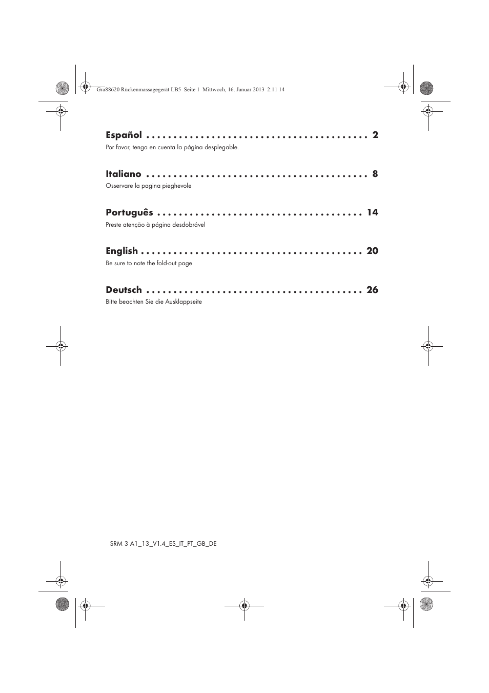 Español, Italiano, Português | English, Deutsch | Silvercrest SRM 3 A1 User Manual | Page 2 / 34