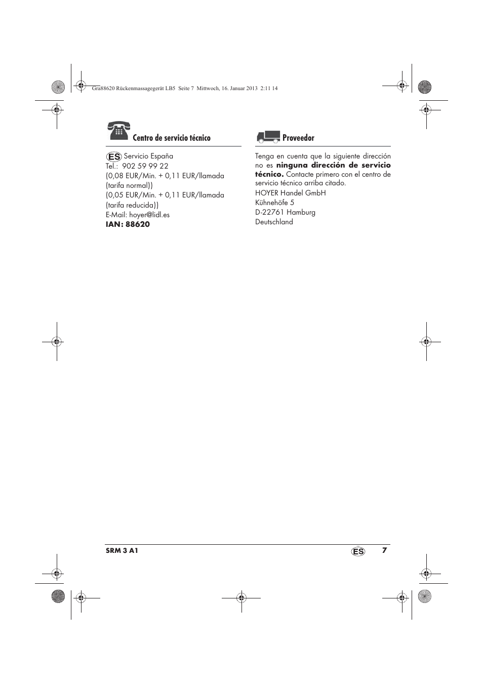 Centro de servicio técnico, Proveedor | Silvercrest SRM 3 A1 User Manual | Page 9 / 34