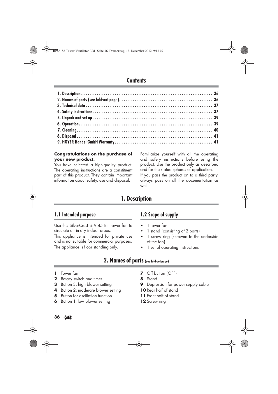 Silvercrest STV 45 B1 User Manual | Page 38 / 46