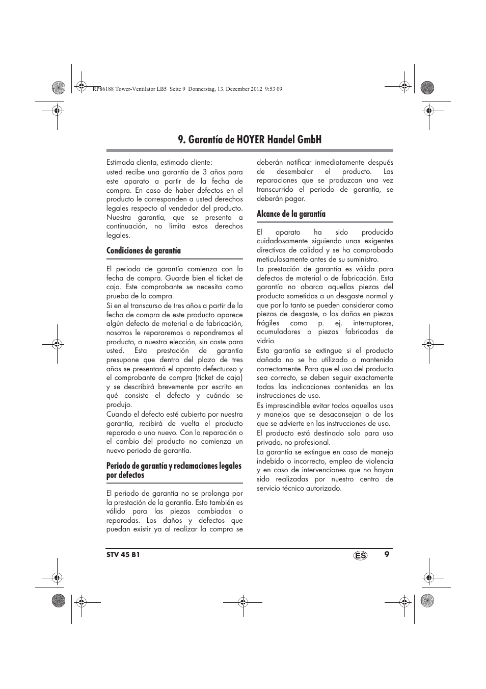 Garantía de hoyer handel gmbh | Silvercrest STV 45 B1 User Manual | Page 11 / 46