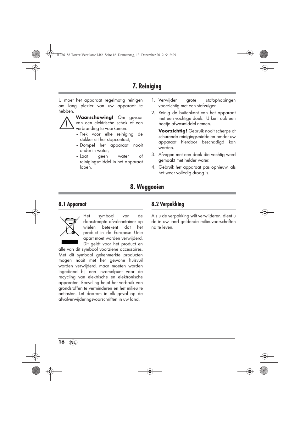 Reiniging, Weggooien, 1 apparaat | 2 verpakking | Silvercrest STV 45 B1 User Manual | Page 18 / 38