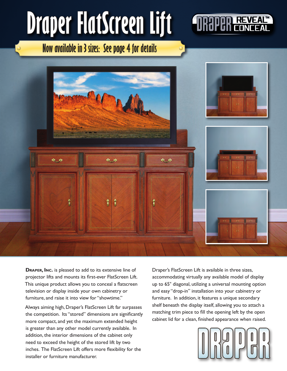 Draper FlatScreen Lift FSL-F-50 User Manual | 4 pages