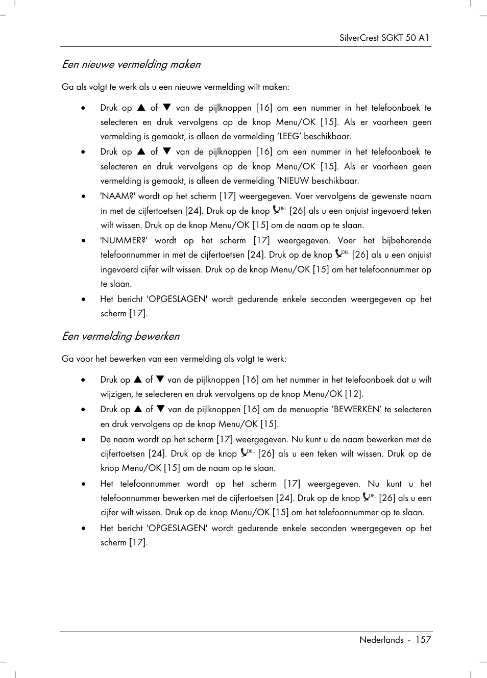 Een nieuwe vermelding maken, Een vermelding bewerken | Silvercrest SGKT 50 A1 User Manual | Page 159 / 224